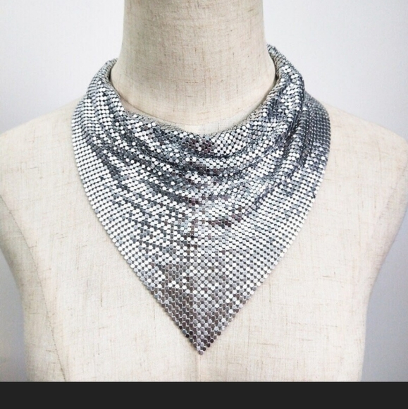 Silver Chainmail Handkerchief Necklace - Picture 1 of 4